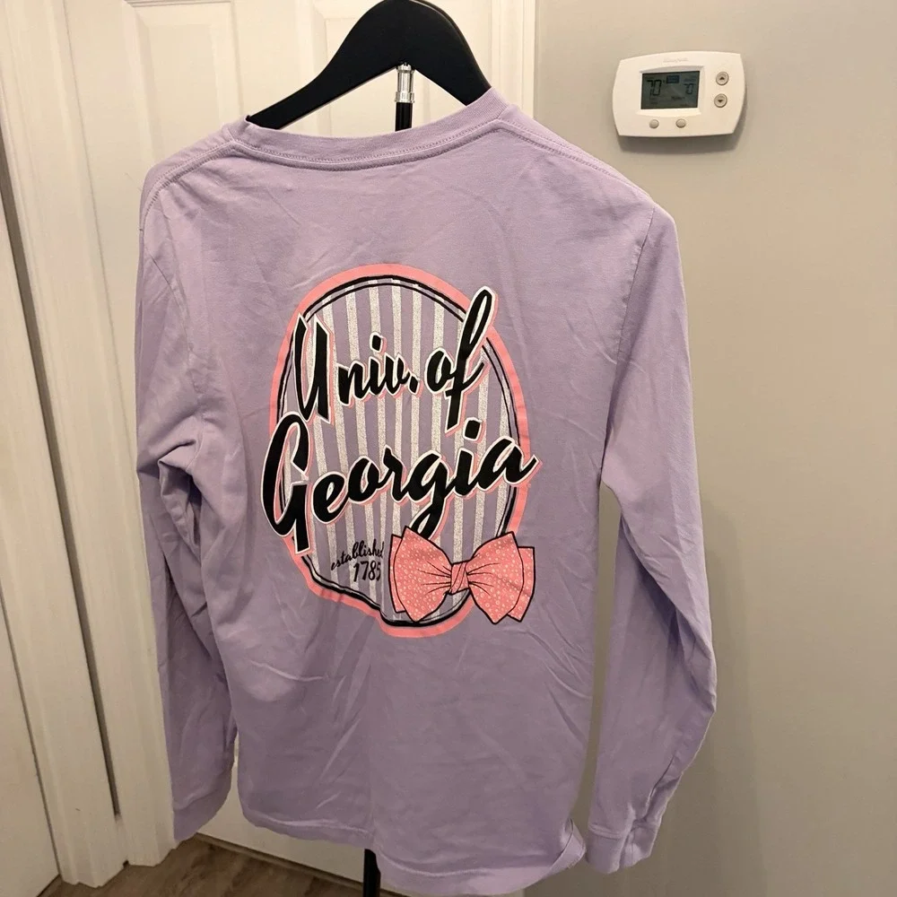 Knights Apparel Georgia Bulldogs Gameday Pocket Tee Lavender Purple M Dawgs EUC